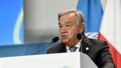 Antonio Guterres, United Nations Secretary-General delivers a speech during the opening of the COP24 summit on climate change in Katowice, Poland. AFP