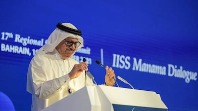 Abdullatif Al Zayani, Bahrain's Minister of Foreign Affairs, at the 17th IISS Manama Dialogue in Manama. AFP