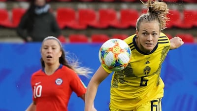 Magdalena Eriksson of Sweden in action against Chile and Sweden. EPA