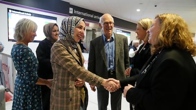 Parliamentary Under-Secretary of State for Scotland Kirsty McNeill and Education Secretary Jenny Gilruth alongside John and Lorna Norgrove, parents of aid worker Linda Norgrove, meet the group of students from Afghanistan