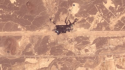 A satellite image taken by Planet Labs PBC of an infrastructure site after it was damaged by fire south-east of Madinah along the general route of Saudi Arabia's East-West pipeline. AFP
