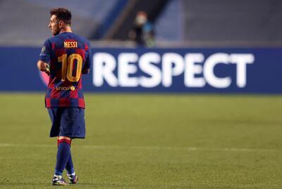 Barcelona's Lionel Messi leaves the pitch. AP