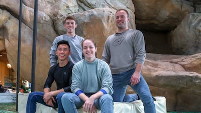 From left, SeaWorld Abu Dhabi performers Benjamin Ratcliffe, Andres Lin Fan, Ren Carter and Matthew Wagner