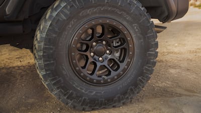 This Wrangler comes with 35-inch BFGoodrich All-Terrain T/A KO2 balloon tyres fitted to 17-inch rims.