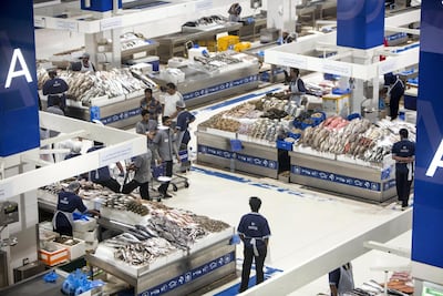 The seafood section at Waterfront Market, Deira. Leslie Pableo / The National