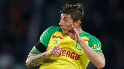 epa07308826 (FILE) - Argentine soccer player Emiliano Sala in action during the soccer ligue 1 match between Paris Saint Germain and FC Nantes in Paris, France, 18 November 2017 (reissued 22 January 2019). According to media reports, French authorities have confirmed that Cardiff City soccer player Emiliano Sala was on board of a light plane which has disappeared on its way from France to the UK. EPA/IAN LANGSDON