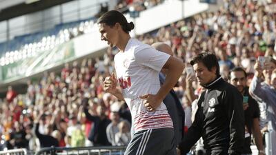 Manchester United’s Zlatan Ibrahimovic comes out to warm up before the pre-season friendly match between Galatasaray and Manchester United, at Ullevi Stadium, Gothenburg, Sweden, 30 July 2016. Henry Browne / Action Images / Reuters