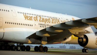 Emirates flight EK 205 carrying the special livery landed in John F Kennedy International Airport in New York. Courtesy Emirates