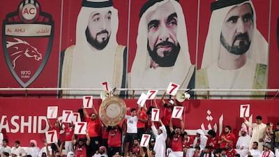 Al Ahli fans shown during an Arabian Gulf League match at the Rashid Stadium in April. Christopher Pike / The National