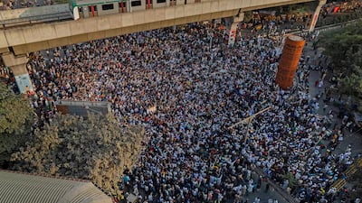 Protesters at Shahbagh intersection in Dhaka following the death of youth leader Sharif Osman Hadi. Protesters rallied across Bangladesh for a second day in a row to call for the arrest of the gunmen who shot and killed a leading figure in last year's pro-democracy uprising. AFP
