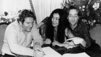 John Lennon and Yoko Ono with Allen Klein, who once managed The Beatles.