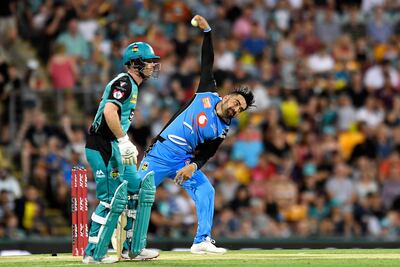 Afghanistan leg-spinner Rashid Khan is a much sought-after cricketer. Here he is in Big Bash League action in Australia. Albert Perez / Getty Images