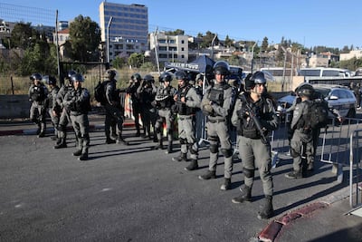 An Israeli Police checkpoint at an entrance to the Sheikh Jarrah neighbourhood. AFP