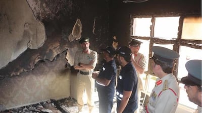 Major General Abdullah Khalifa Al Marri, Commander-in-Chief of Dubai Police, offered condolences to the family of a baby girl killed in a house fire on Sunday. Courtesy Dubai Police