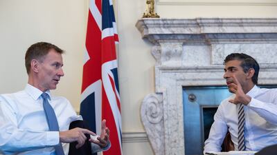 The Prime Minister with Chancellor Jeremy Hunt in the Cabinet Room at No 10. Photo: Simon Walker / No 10 Downing Street