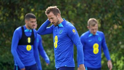 England's Harry Kane during training ahead of the Germany game. PA