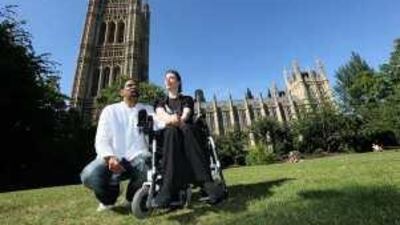 The campaigner Debbie Purdy, with her husband Omar, has taken her case to the House of Lords.