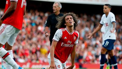 Arsenal's Matteo Guendouzi reacts to a missed chance. AFP