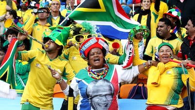South Africa fans during the Opening Ceremony ahead of the 2010 Fifa World Cup at Soccer City Stadium on June 11, 2010 in Johannesburg, South Africa. Getty Images