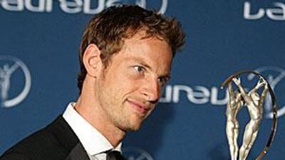 Formula One's Jenson Button collects the Breakthrough of the Year award last night.