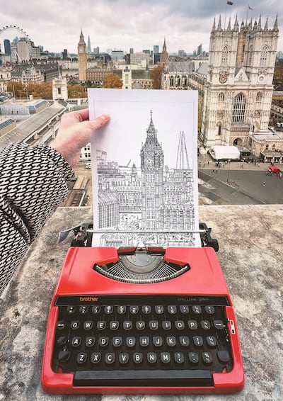 James Cook with his work of the Big Ben from Central Hall Westminster in London. Photo: James Cook
