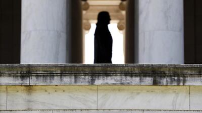 A grimy biofilm is seen along the outside wall of the Thomas Jefferson Memorial in Washington. Carolyn Kaster / AP Photo
