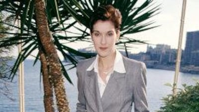 Celine Dion, in androgynous suiting, at the 1995 World Music Awards on May 3, 1995 in Monte Carlo. Getty Images