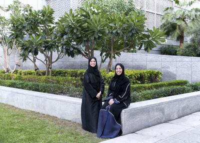 DUBAI, UNITED ARAB EMIRATES. 11 DECEMBER 2019.
Hind Al Marri, 28, left, and Alia Al Abbar, 26, who run a tech start-up called Blah.
(Photo: Reem Mohammed/The National)
Reporter:
Section: