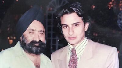 Sind Punjab owner Gurvinder Singh alongside Bollywood actor Saif Ali Khan, one of the many Bollywood celebrities to visit the famous Dubai restaurant. Courtesy of Sind Punjab