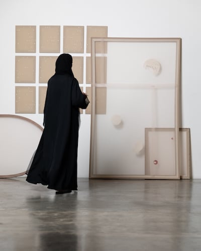 Emirati artist Shamsa Al Omaira's solo exhibition is running in Abu Dhabi. Photo: Ismail Noor, courtesy of the artist and Iris Projects