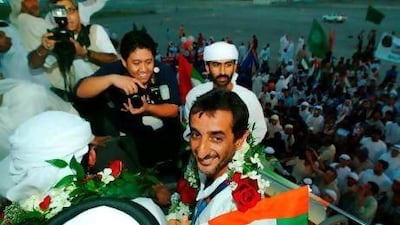 Sheikh Ahmed Mohammed Hasher Al Maktoum after winning gold in Athens in 2004. AFP