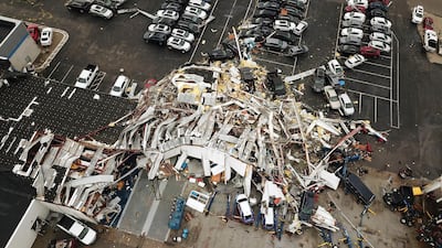 Debris from destroyed homes is shown in this aerial photo of a Jefferson City suburb. Reuters