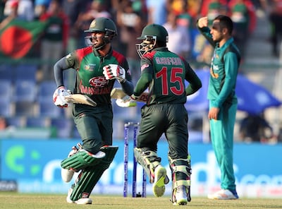 Bangladesh's Mohammed Mithun, left, and Mushfiqur Rahim have stitched together two match-winning partnerships at the Asia Cup. AP Photo