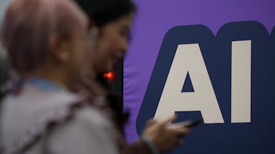 A banner message at London Tech Week at Olympia. Reuters