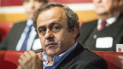 Michel Platini shown during the Champions League last 16 draw in December. On Wednesday July 29, 2015 he announced he would seek the Fifa presidency. Jean-Christophe Bott / EPA / December 15, 2014