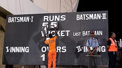 The scoreboard at one of this year’s Indian Premier League matches; Twenty20 cricket has boosted cricket betting.