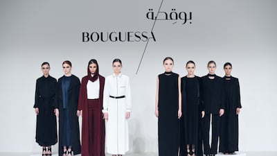 Models present the Bouguessa collection at Fashion Forward's fall/winter show held in Dubai in April last year. Photo by Stuart C Wilson / Getty Images