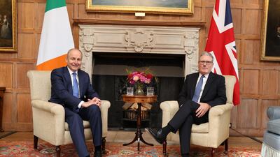 Irish premier Micheal Martin meeting UK Prime Minister Keir Starmer at Chequers on Friday. PA