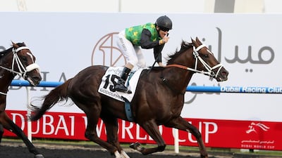 Variety Club won the Godolphin Mile at the Meydan Racecourse on Saturday. Pawan Singh / The National
