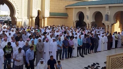 People attend the funeral of Dana Al Jarrar in Al Ain. Courtesy Ehab El Sheikh