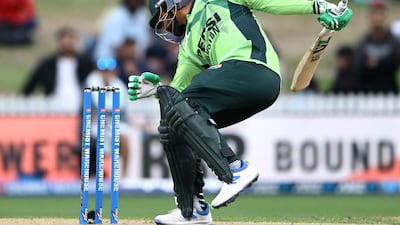 Pakistan pacer Haris Rauf was hit on the helmet by a bouncer during the second ODI at Seddon. Getty Images
