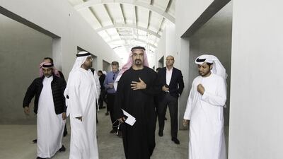 Nakheel chairman Ali Rashid Lootah, centre, tours the Deira Islands project. Christopher Pike / The National