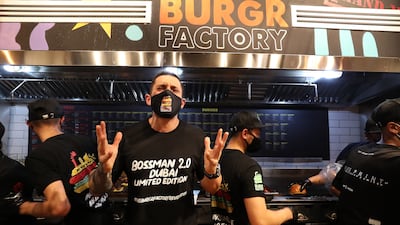 Alin Ciobanu, owner of The Burgr Factory, during the launch in Dubai. Pawan Singh/The National