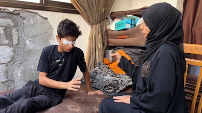 Taha El Maqadma was injured while trying to collect aid from the Gaza Humanitarian Foundation. Rakan Abed El Rahman / The National