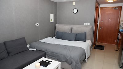 Yasser's studio is spacious enough to fit a double bed