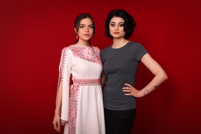 Actress Nagham Abu Baker and Kurdwin Ayub at the Red Sea International Film Festival. Getty Images