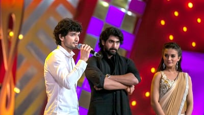 From left Diganth, Rana and Amy Jackson at the Siima awards in Sharjah. Picture courtesy Siima