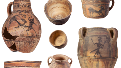 A selection of 'brand' pottery found in the oasis at Qurayyah, north-western Saudi Arabia. Photo: Prof Dr Marta Luciani