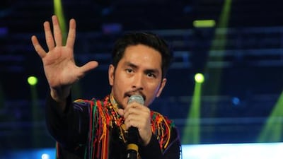 Rico Blanco performs at the du Arena, Yas island, Abu Dhabi at Rock that Love. Navin Khianey for The National