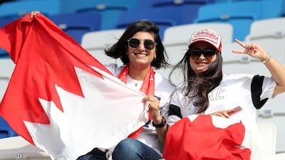 Bahrain fans at the game between Bahrain and Thailand in the Asian Cup 2019 on Thursday, January 10th, 2019 at Al Maktoum Stadium, Abu Dhabi. Chris Whiteoak / The National